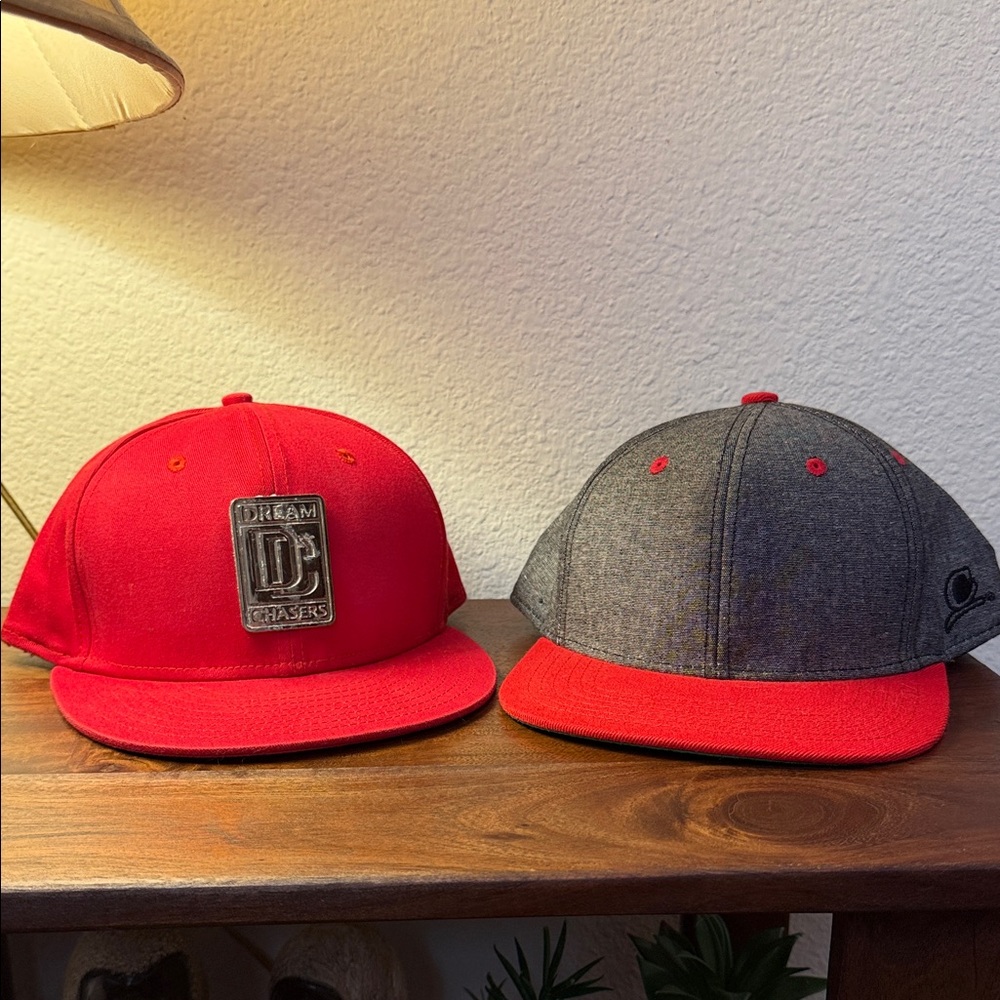 Men’s Red and Gray Caps Set